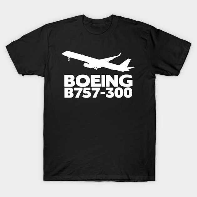 Boeing B757-300 Silhouette Print (White) T-Shirt by TheArtofFlying